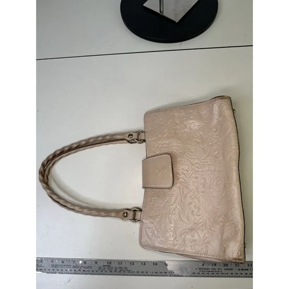 Patricia Nash Rienzo Satchel Tooled Leather Purse - Light Pink Pre-owned